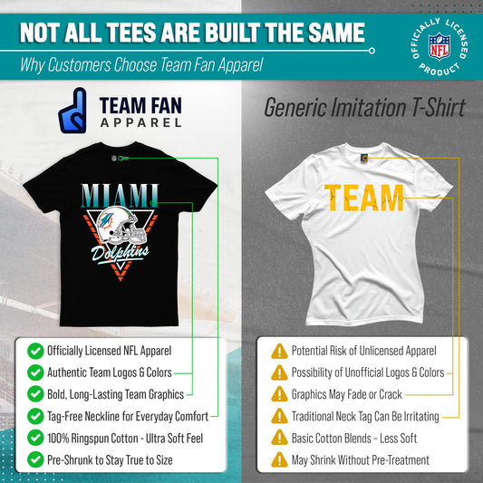 Miami Dolphins NFL Adult Retro Triangle Unisex T-Shirt - Black