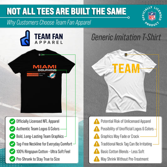 Miami Dolphins Adult NFL Speed Stat Sheet T-Shirt - Black