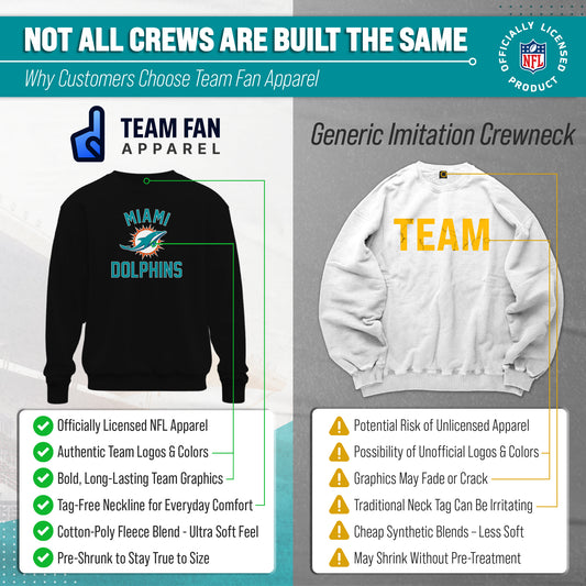 Miami Dolphins NFL Adult Gameday Football Crewneck Sweatshirt - Black