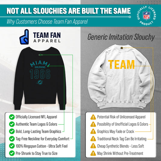 Miami Dolphins NFL Womens Big Date Slouchy Crewneck - Black