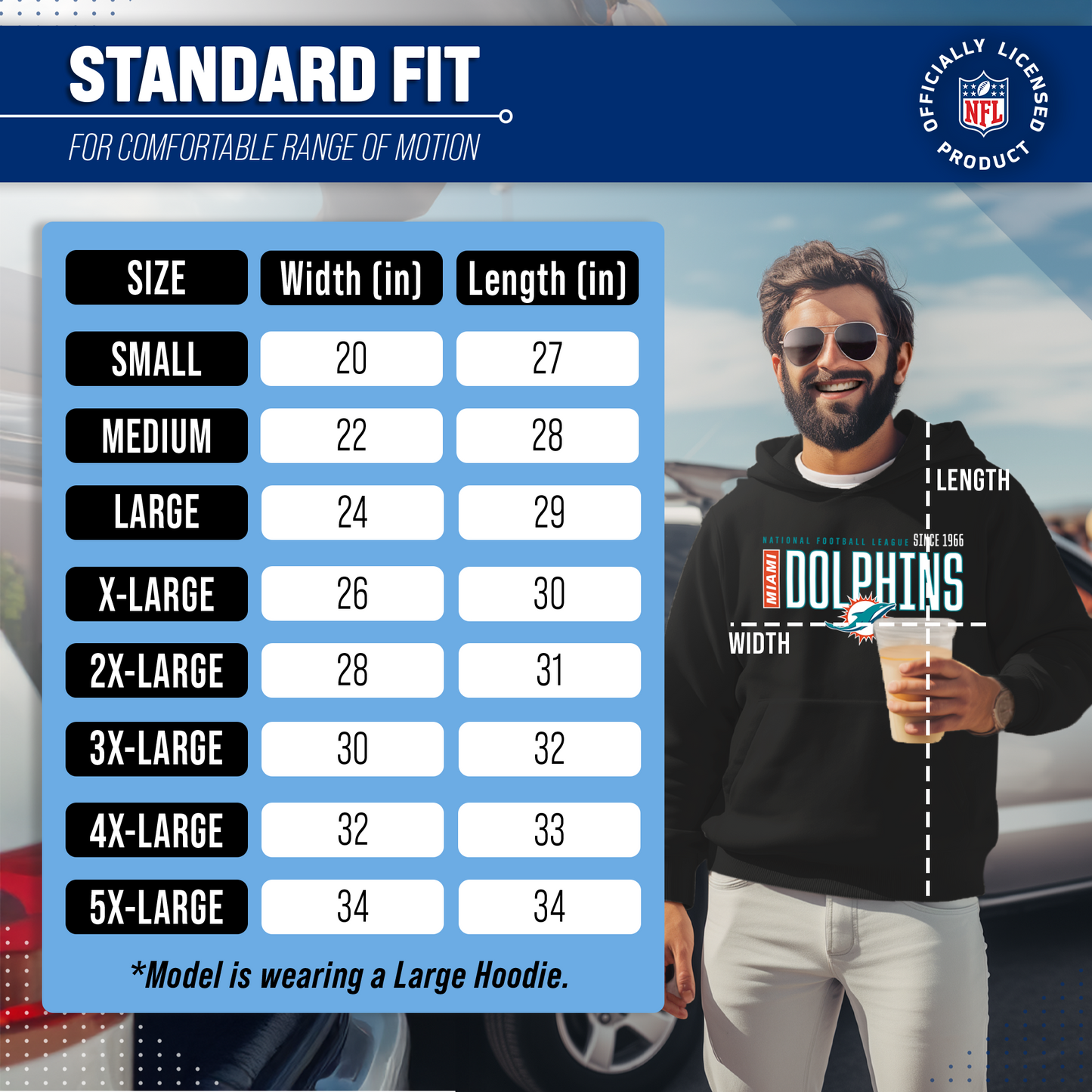 Miami Dolphins NFL Adult Unisex Modern Endzone Soft Fleece Hooded Sweatshirt - Black