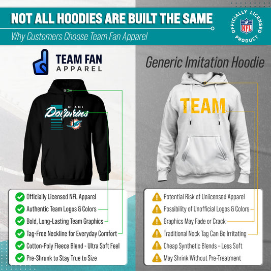 Miami Dolphins NFL Adult Unisex Retro Script Ultra Soft Fleece Hooded Sweatshirt - Black