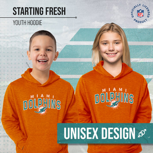 Miami Dolphins NFL Youth Starting Fresh Hoodie- Pro Football Sweatshirt for Boys and Girls - Orange