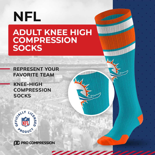 Miami Dolphins NFL Adult Knee High-Performance Socks - Aqua