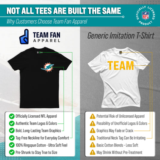 Miami Dolphins NFL Pro Football Final Countdown Adult Cotton-Poly Short Sleeved T-Shirt For Men & Women - Black