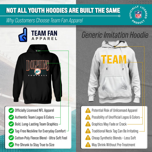 Miami Dolphins NFL Youth Overtime Blueprint Football Fleece Hooded Sweatshirt - Black