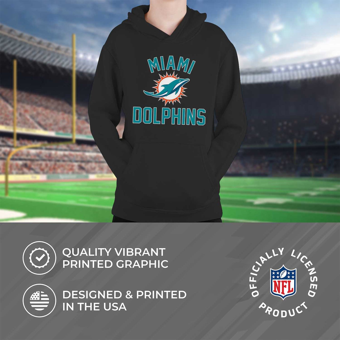 Miami Dolphins NFL Youth Gameday Hooded Sweatshirt - Black