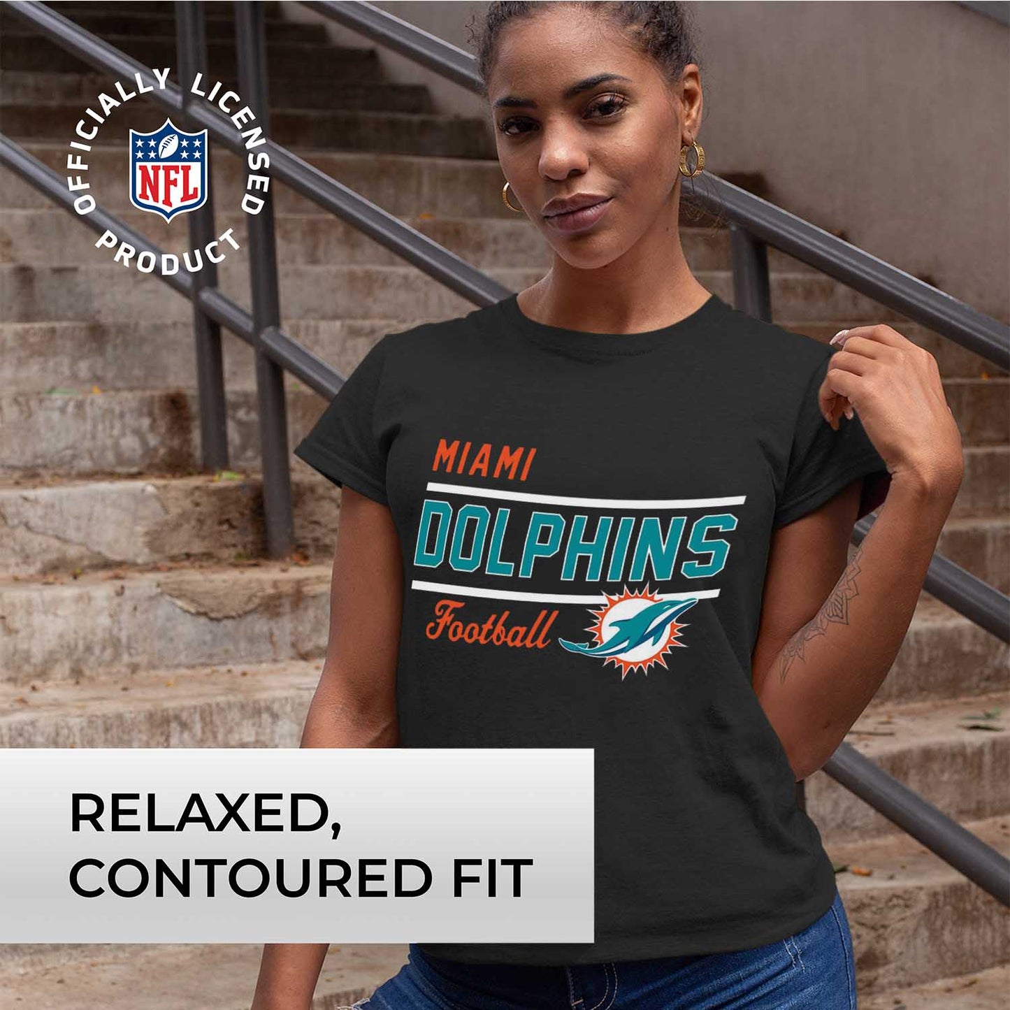 Miami Dolphins NFL Gameday Women's Relaxed Fit T-shirt - Black