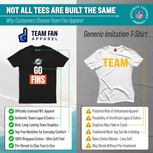 Miami Dolphins NFL Adult Team Slogan Unisex T-Shirt - Black