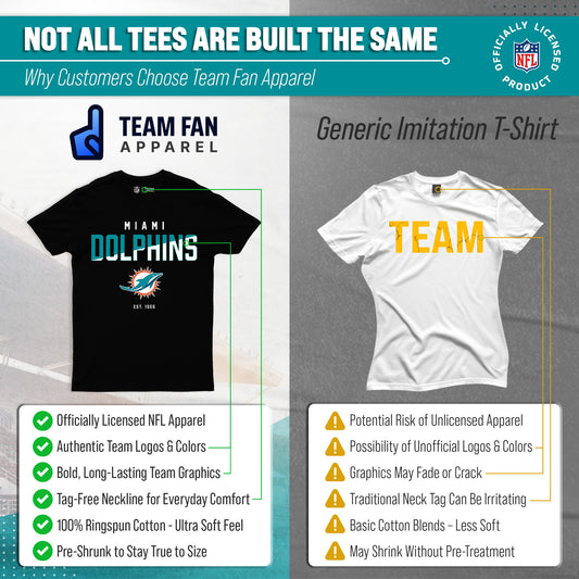 Miami Dolphins Adult NFL Diagonal Fade Color Block T-Shirt - Black