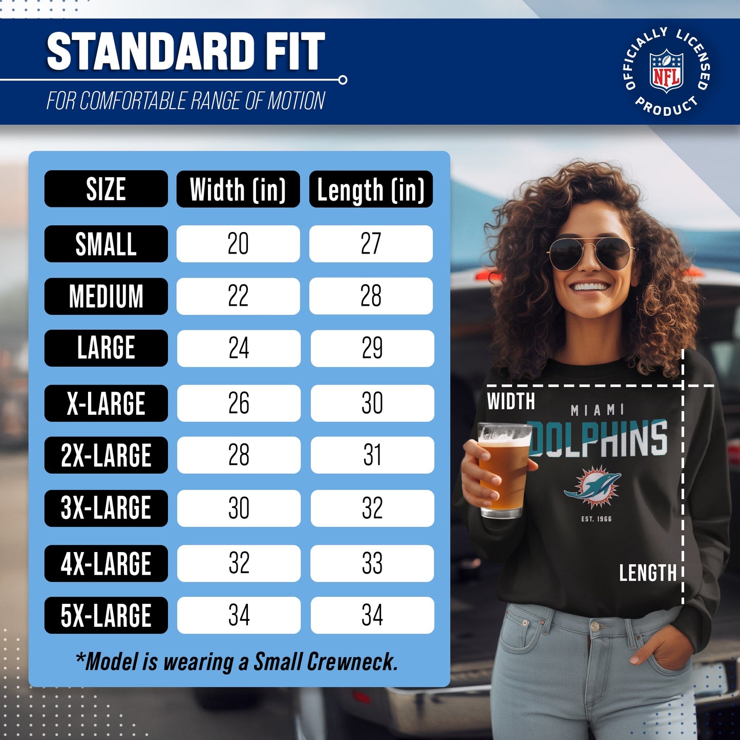 Miami Dolphins Adult NFL Diagonal Fade Color Block Crewneck Sweatshirt - Black