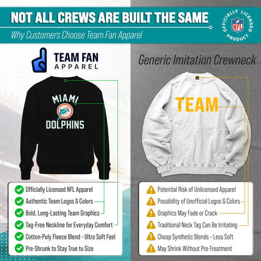 Miami Dolphins NFL Adult Unisex Retro Gameday Ultra Soft Fleece Crewneck Sweatshirt - Black