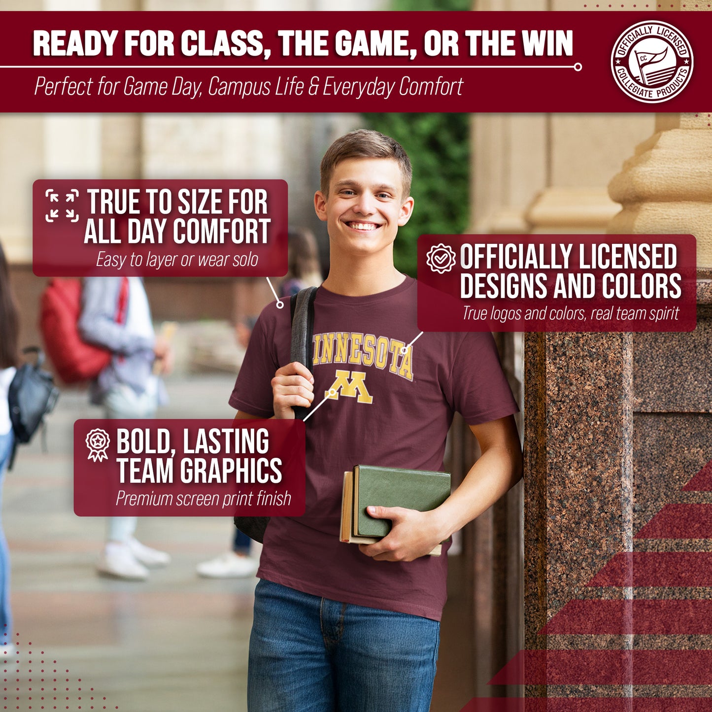 Minnesota Golden Gophers NCAA Adult Gameday Cotton T-Shirt - Maroon