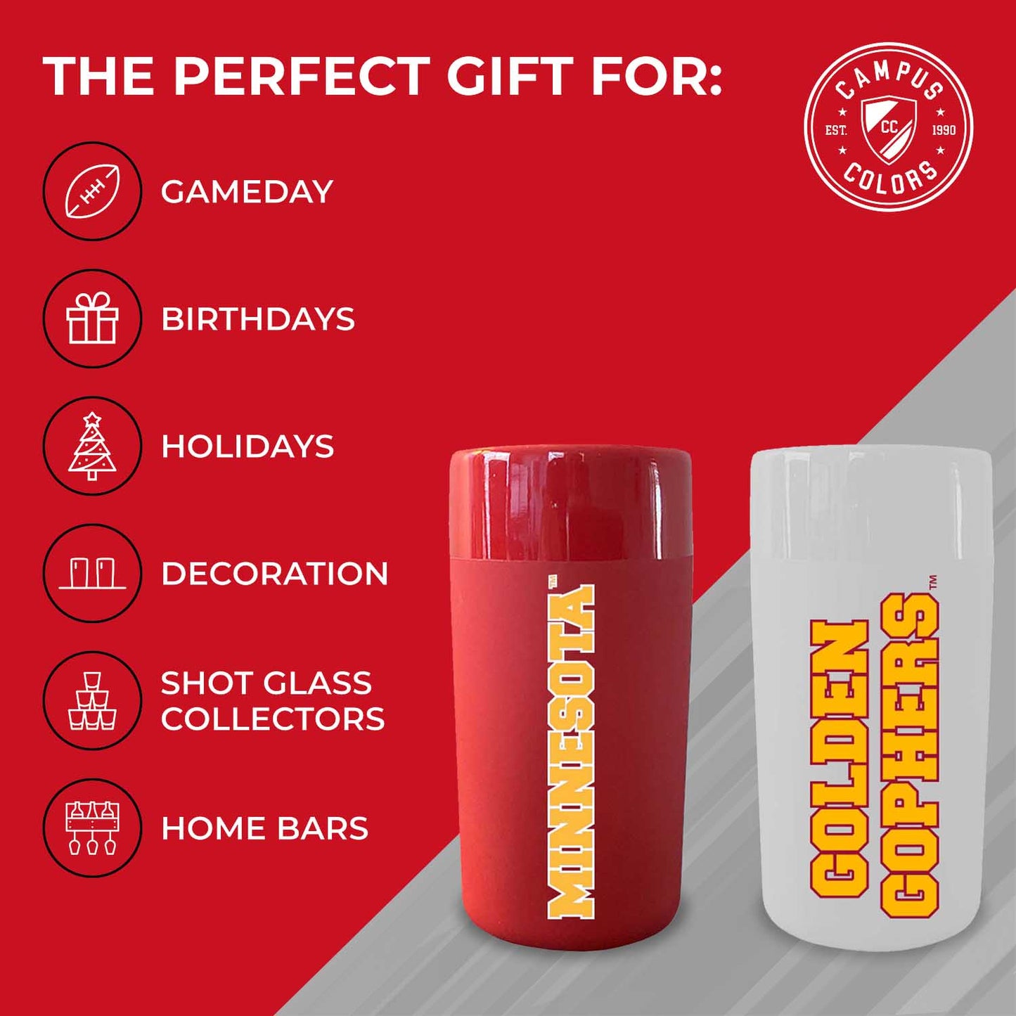 Minnesota Golden Gophers College and University 2-Pack Shot Glasses - Team Color