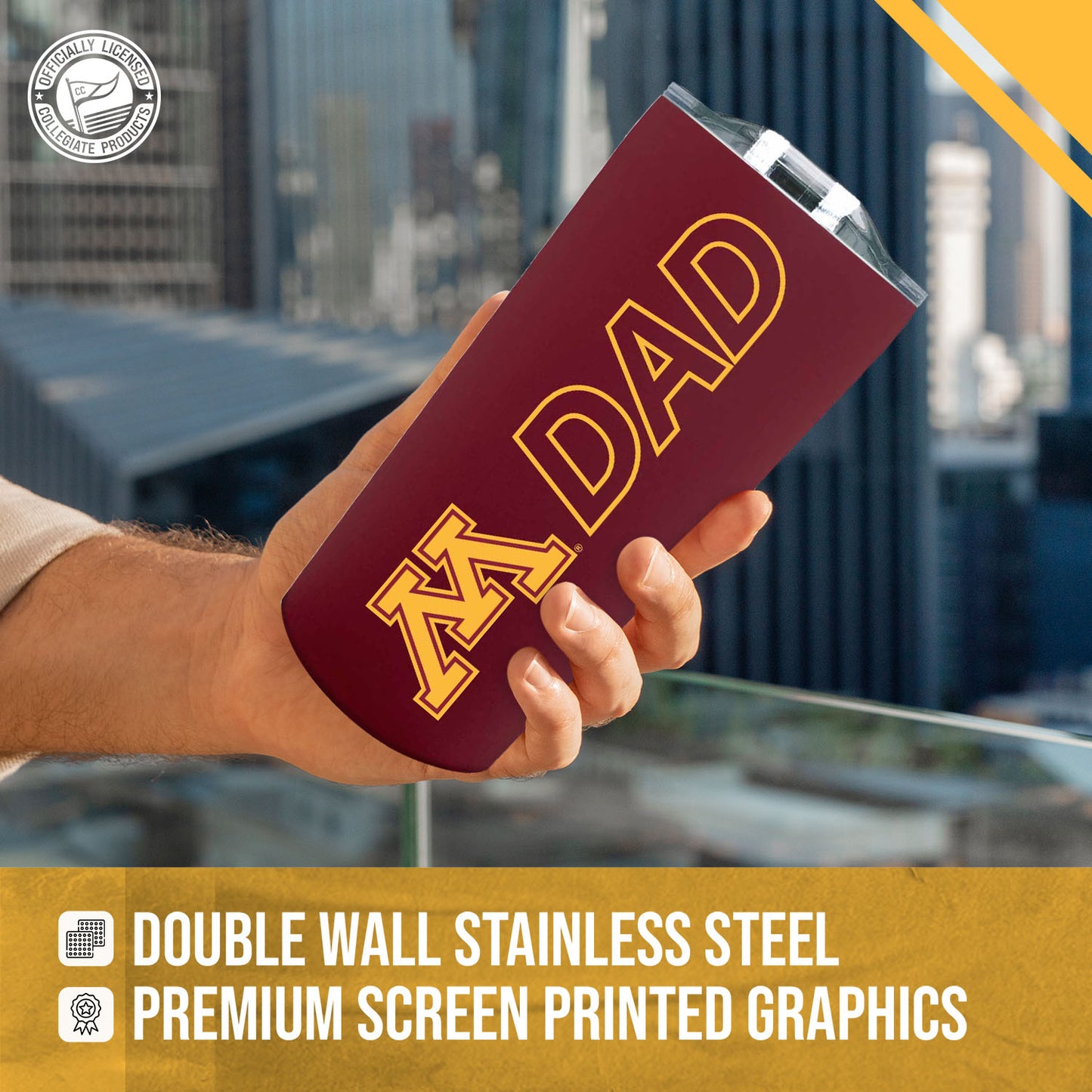 Minnesota Golden Gophers NCAA Stainless Steel Travel Tumbler for Dad - Maroon
