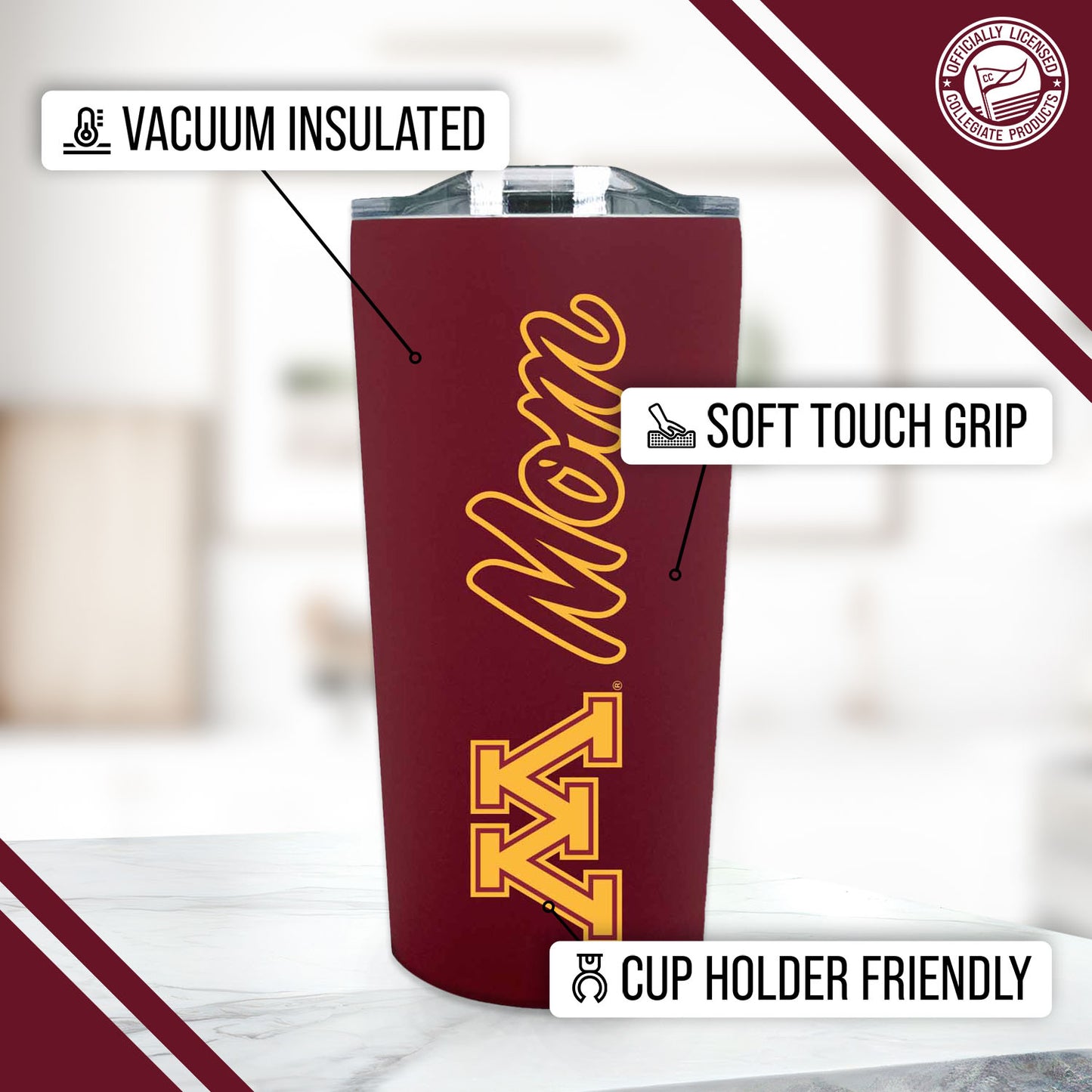 Minnesota Golden Gophers NCAA Stainless Steel Travel Tumbler for Mom - Maroon