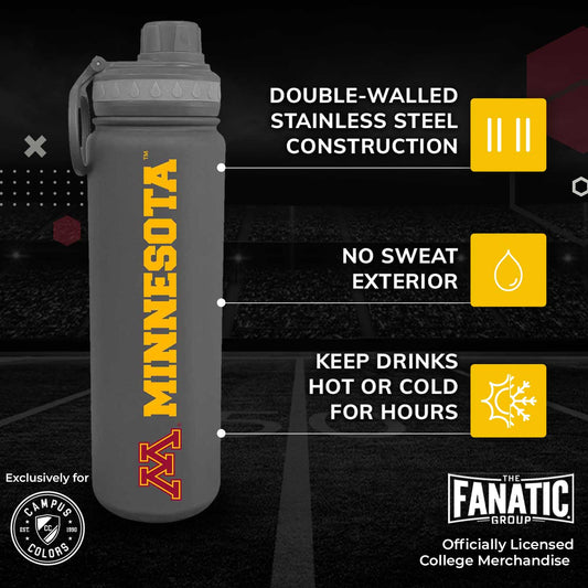 Minnesota Golden Gophers NCAA Stainless Steel Water Bottle - Sport Gray