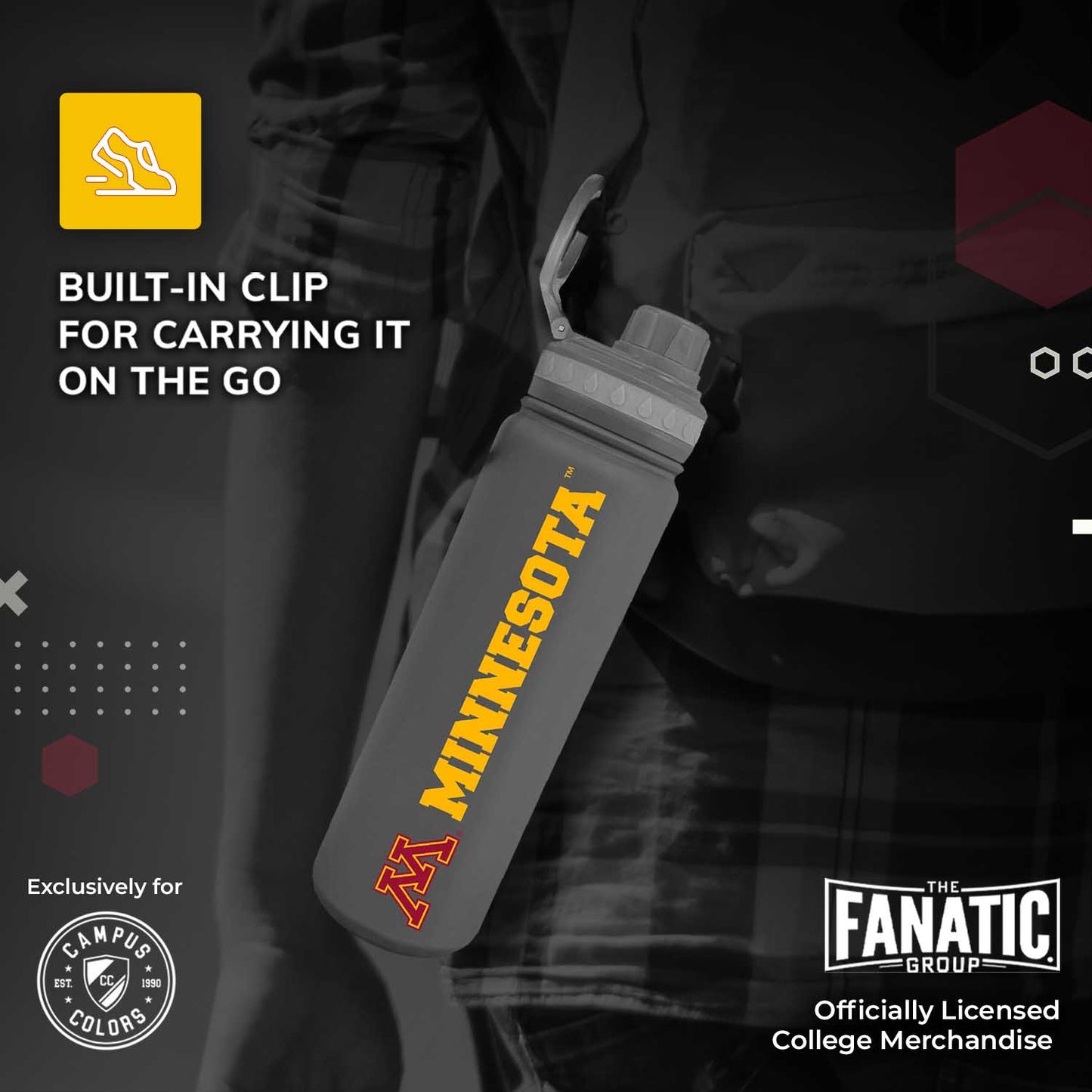 Minnesota Golden Gophers NCAA Stainless Steel Water Bottle - Sport Gray