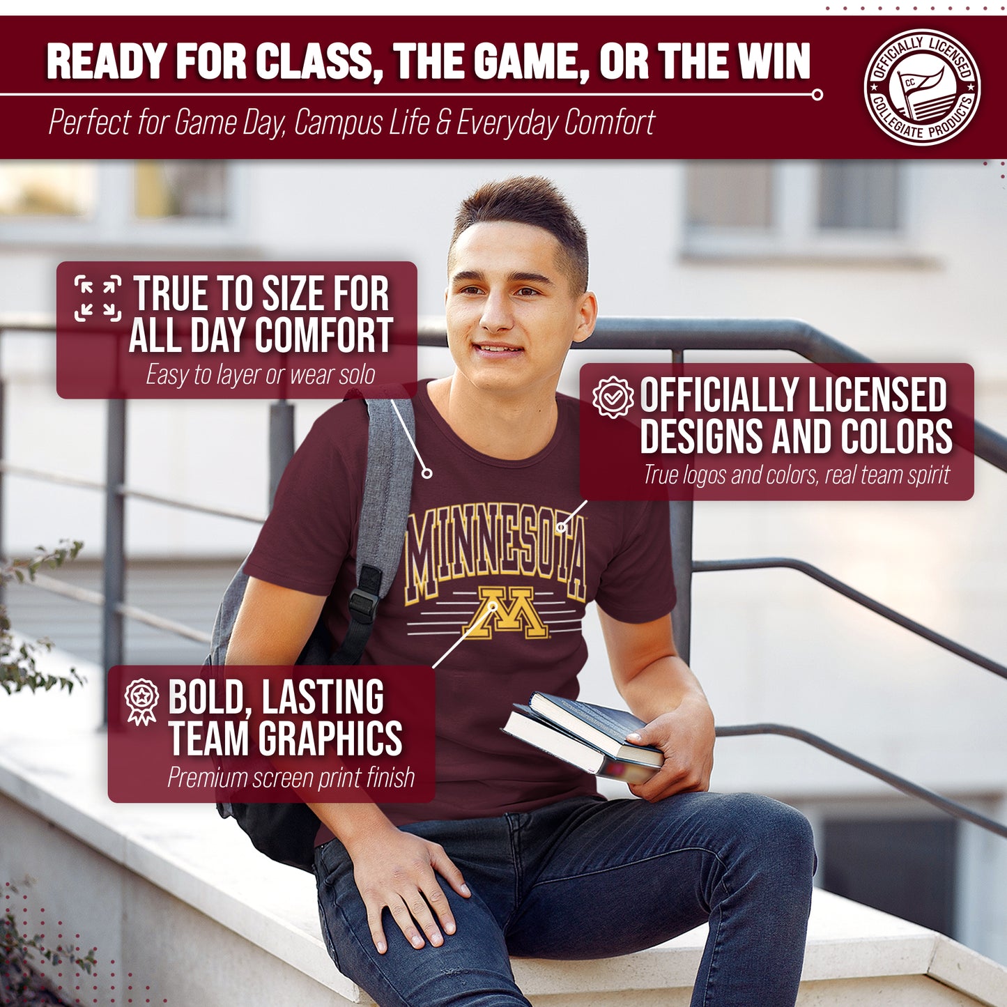 Minnesota Golden Gophers NCAA Adult Unisex Overtime Classics T-Shirt - Maroon