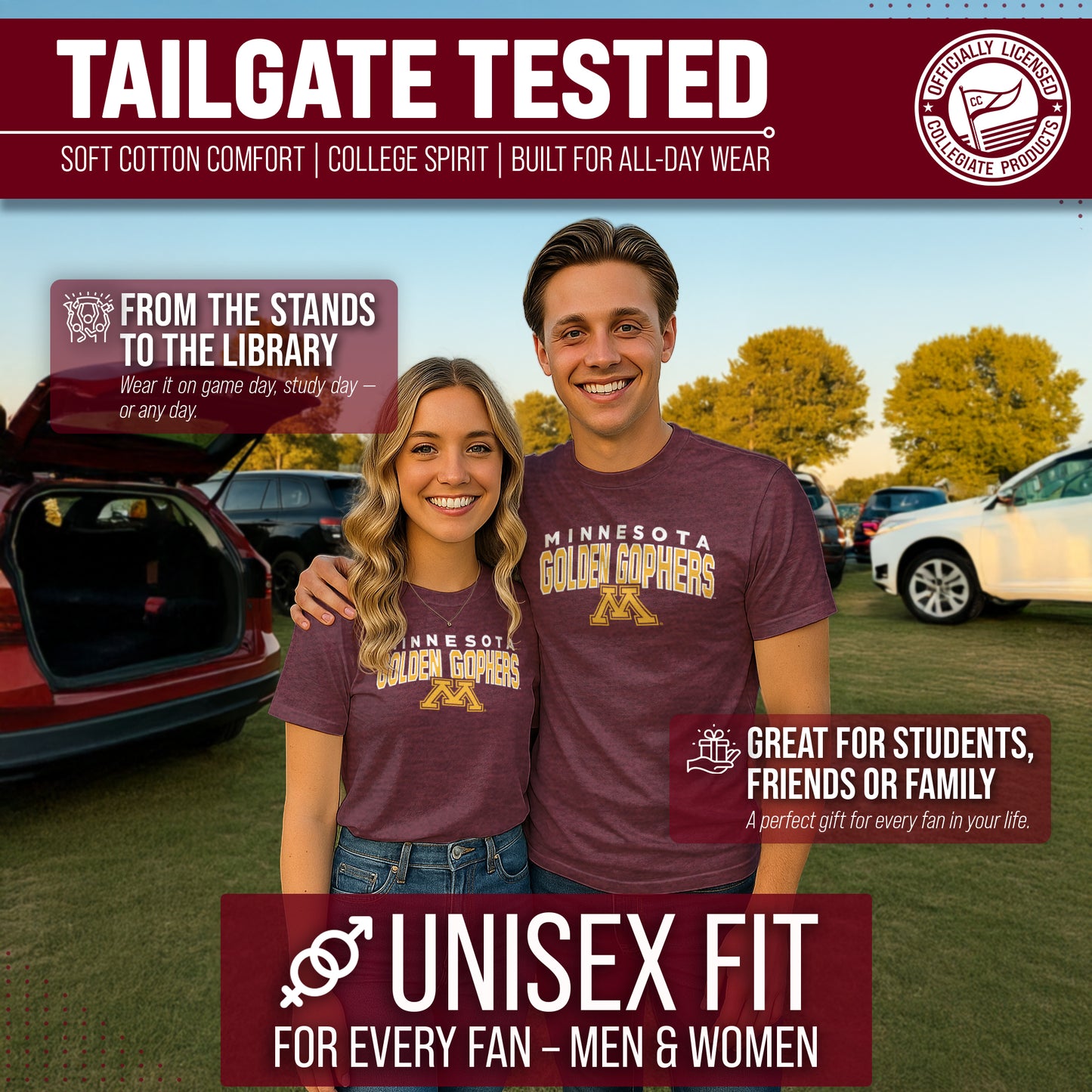 Minnesota Golden Gophers NCAA Adult Unisex Starting Fresh T-Shirt - Maroon Heather
