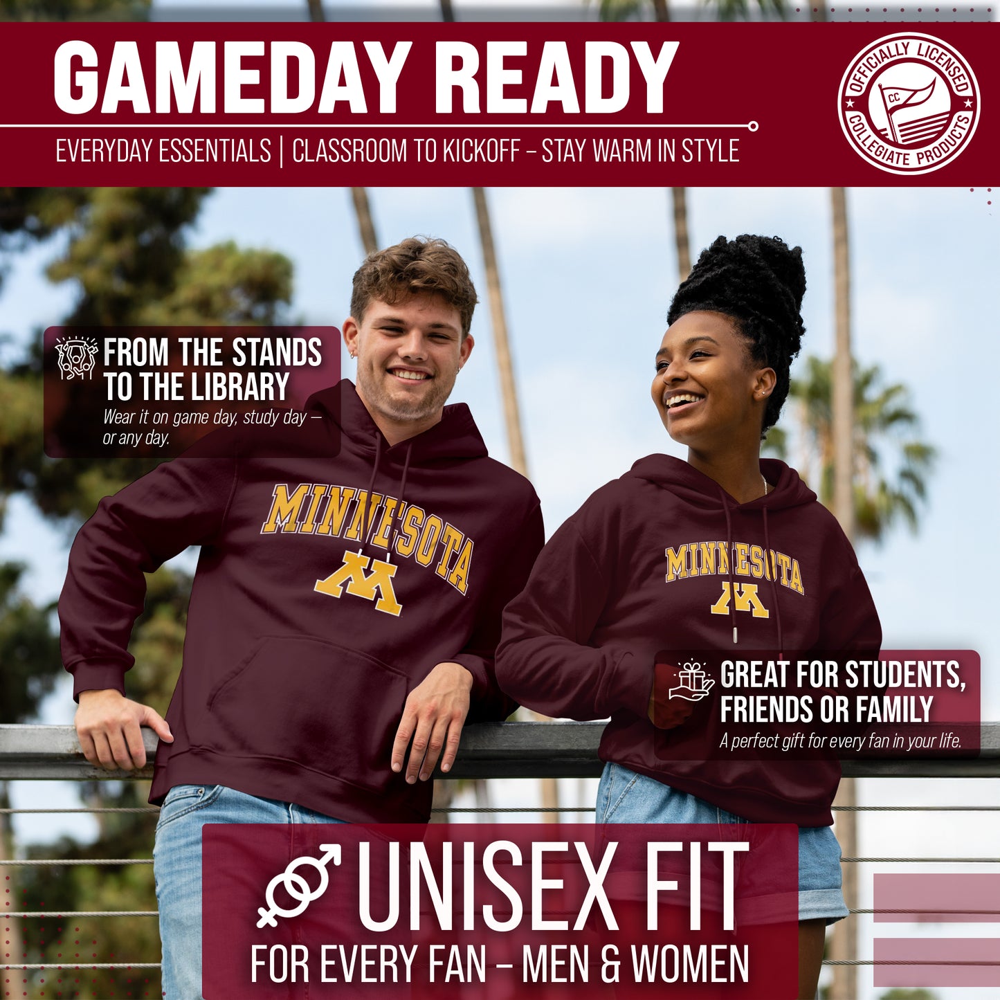 Minnesota Golden Gophers Adult Arch & Logo Soft Style Gameday Hooded Sweatshirt - Maroon