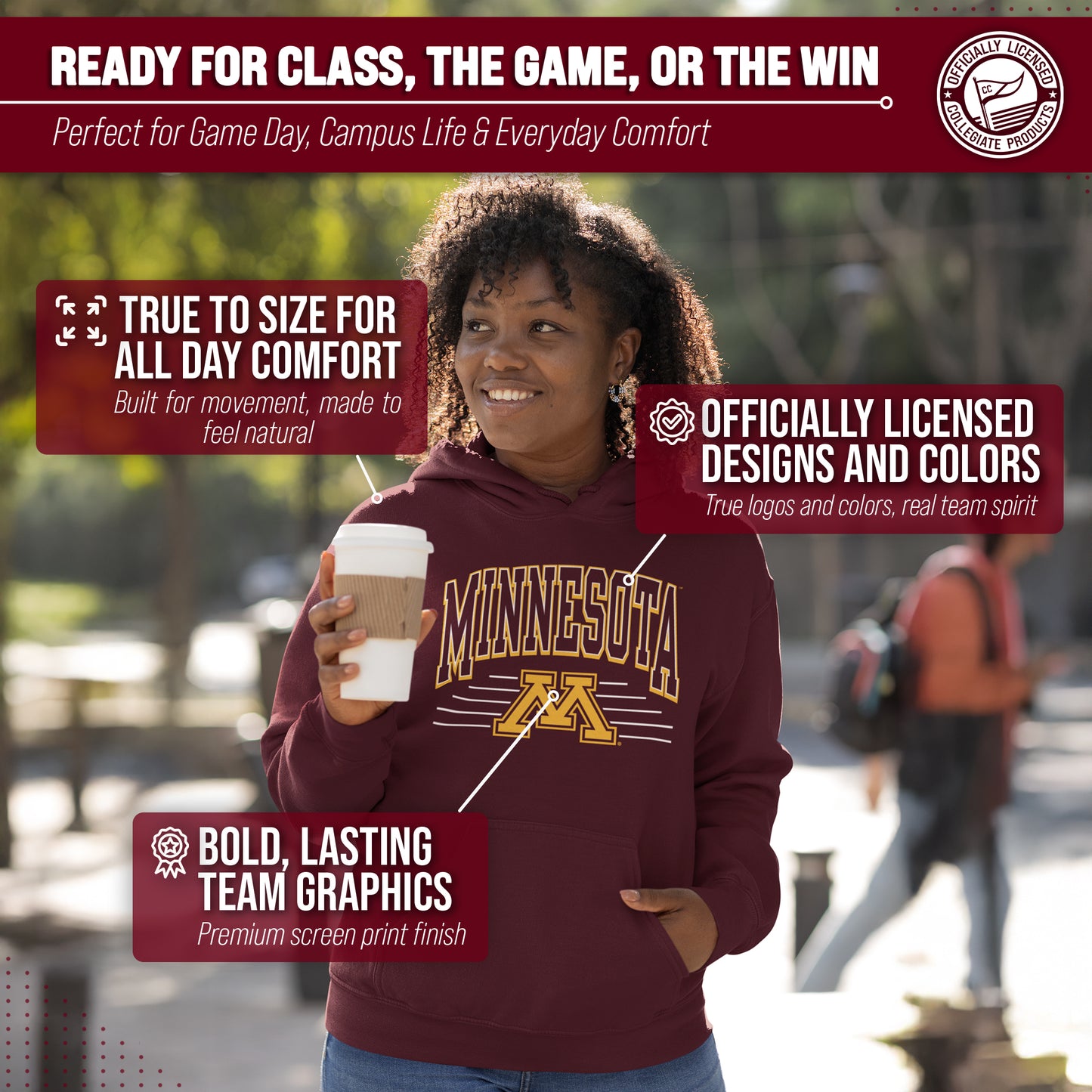 Minnesota Golden Gophers NCAA Adult Unisex Overtime Classics Hooded Fleece Sweatshirt - Maroon