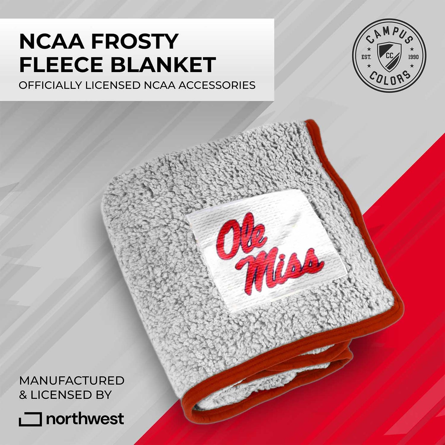 Ole Miss Rebels NCAA Silk Sherpa College Throw Blanket - Navy