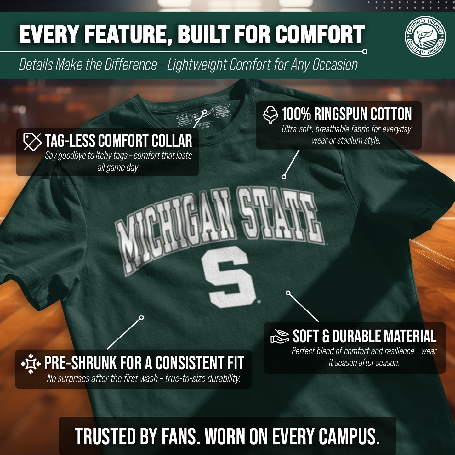 Michigan State Spartans NCAA Adult Gameday Cotton T-Shirt - Green