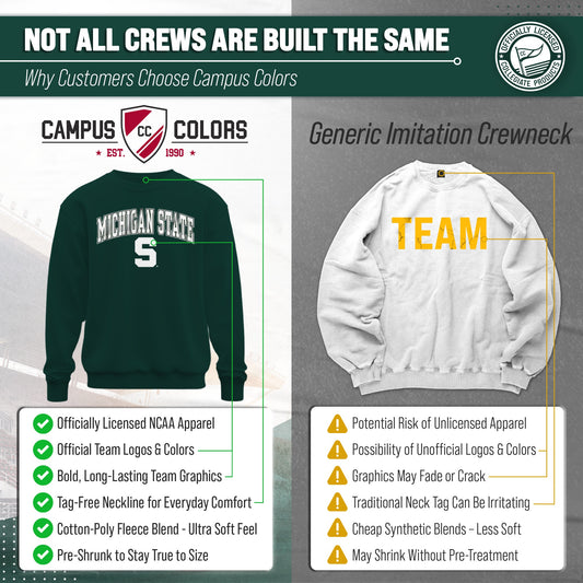 Michigan State Spartans Adult Arch & Logo Soft Style Gameday Crewneck Sweatshirt - Green