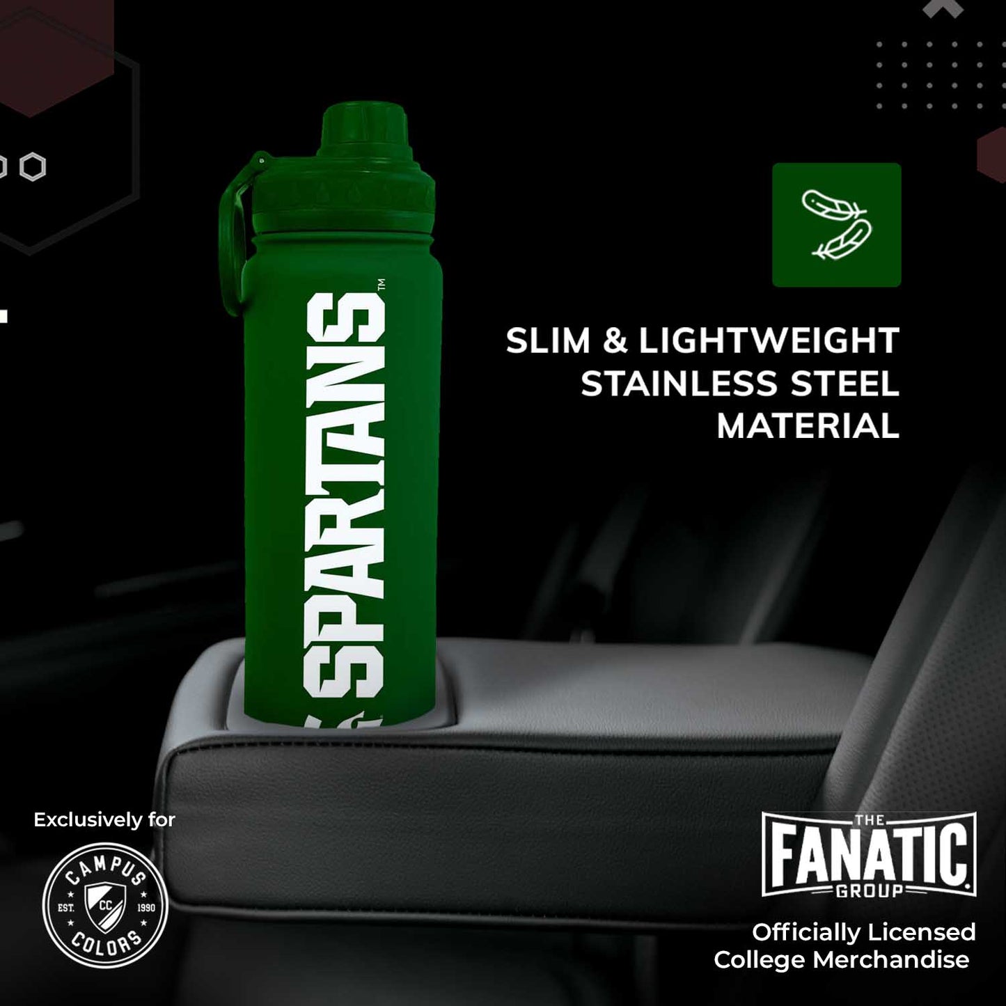 Michigan State Spartans NCAA Stainless Steel Water Bottle - Green