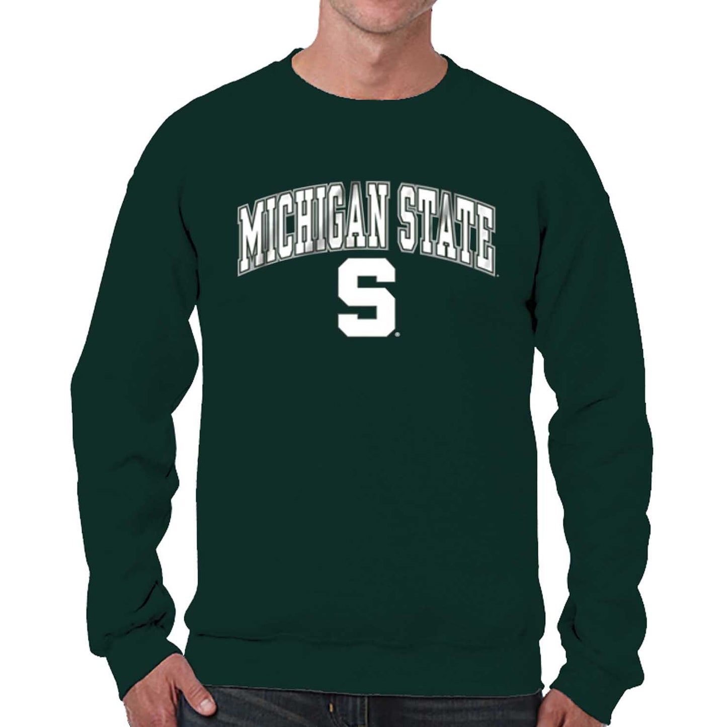 Michigan State Spartans Adult Arch & Logo Soft Style Gameday Crewneck Sweatshirt - Green