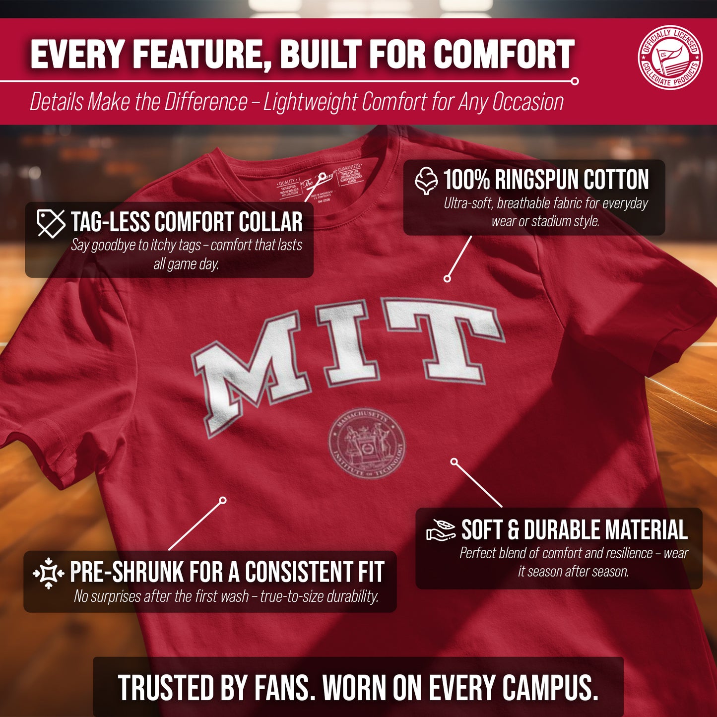 MIT Engineers NCAA Adult Gameday Cotton T-Shirt - Cardinal