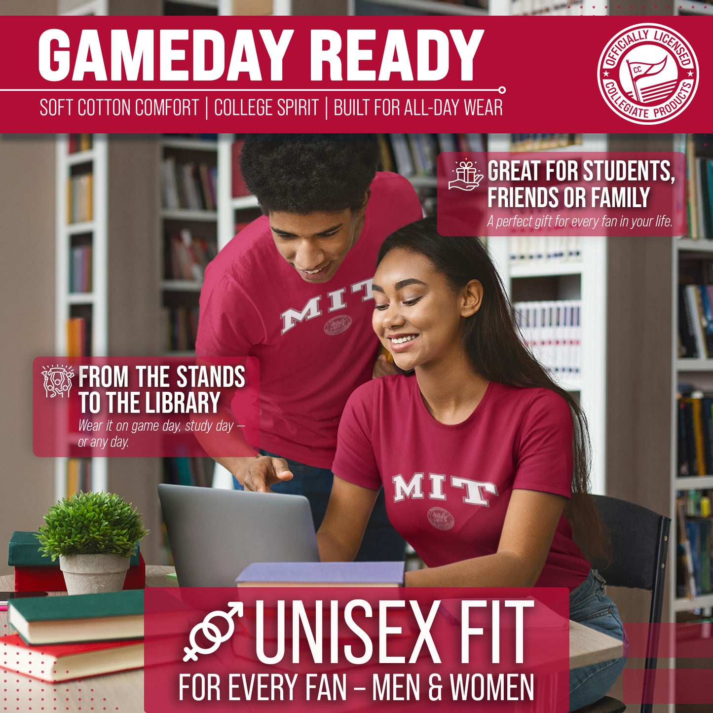 MIT Engineers NCAA Adult Gameday Cotton T-Shirt - Cardinal