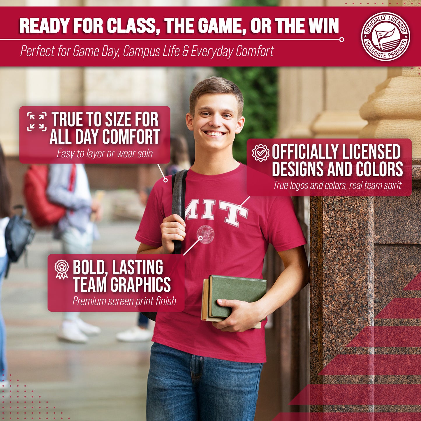 MIT Engineers NCAA Adult Gameday Cotton T-Shirt - Cardinal
