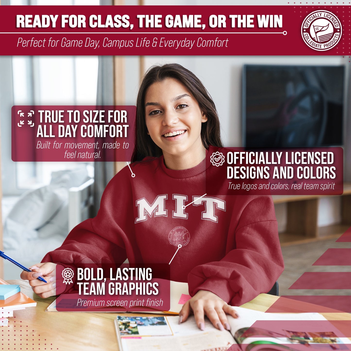MIT Engineers Adult Arch & Logo Soft Style Gameday Crewneck Sweatshirt - Cardinal