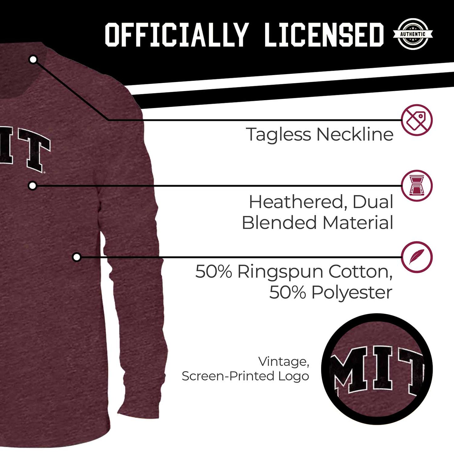 MIT Engineers NCAA MVP Adult Long-Sleeve Shirt - Maroon