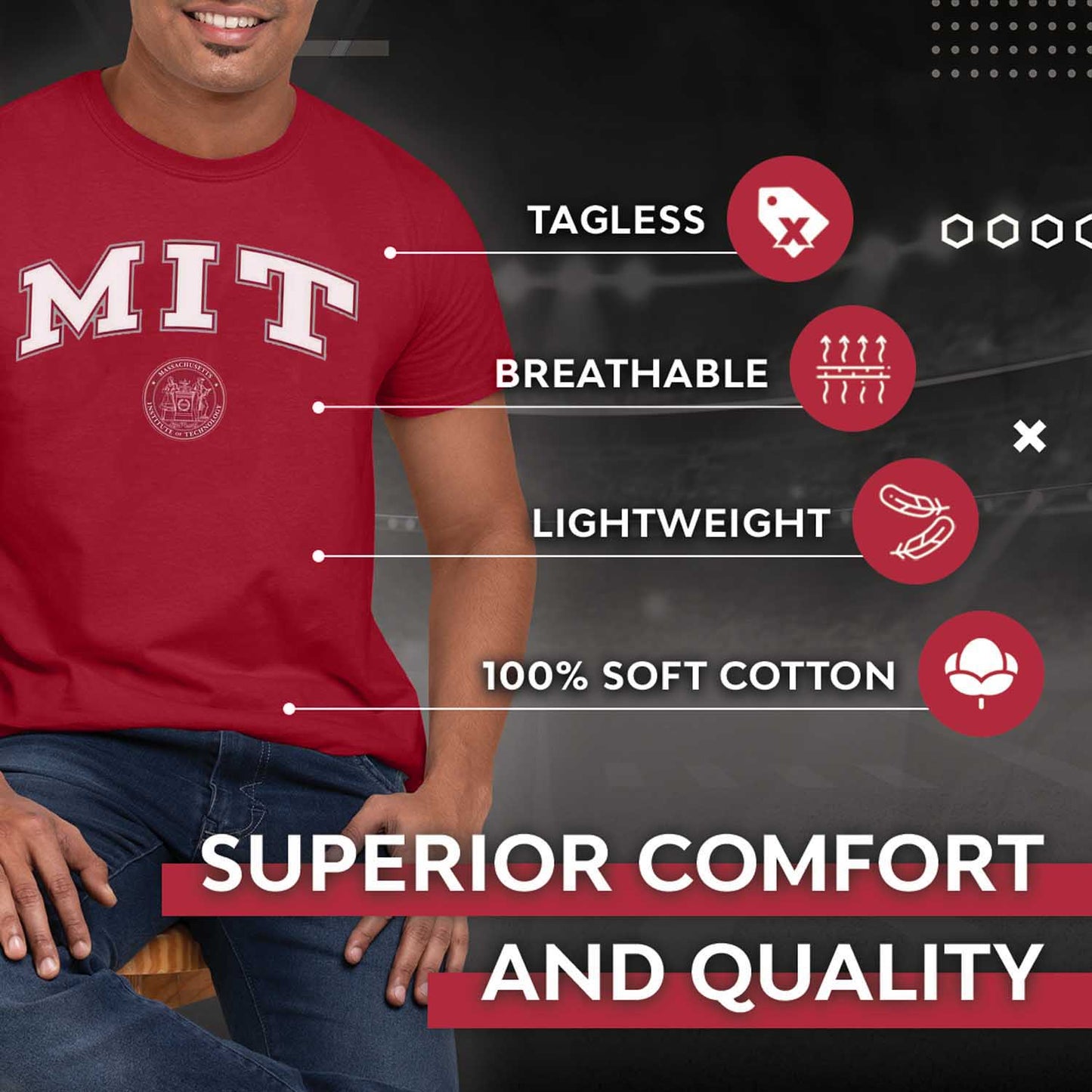 MIT Engineers Massachusetts Engineers Arch and Logo Short Sleeve T-shirt - Cardinal