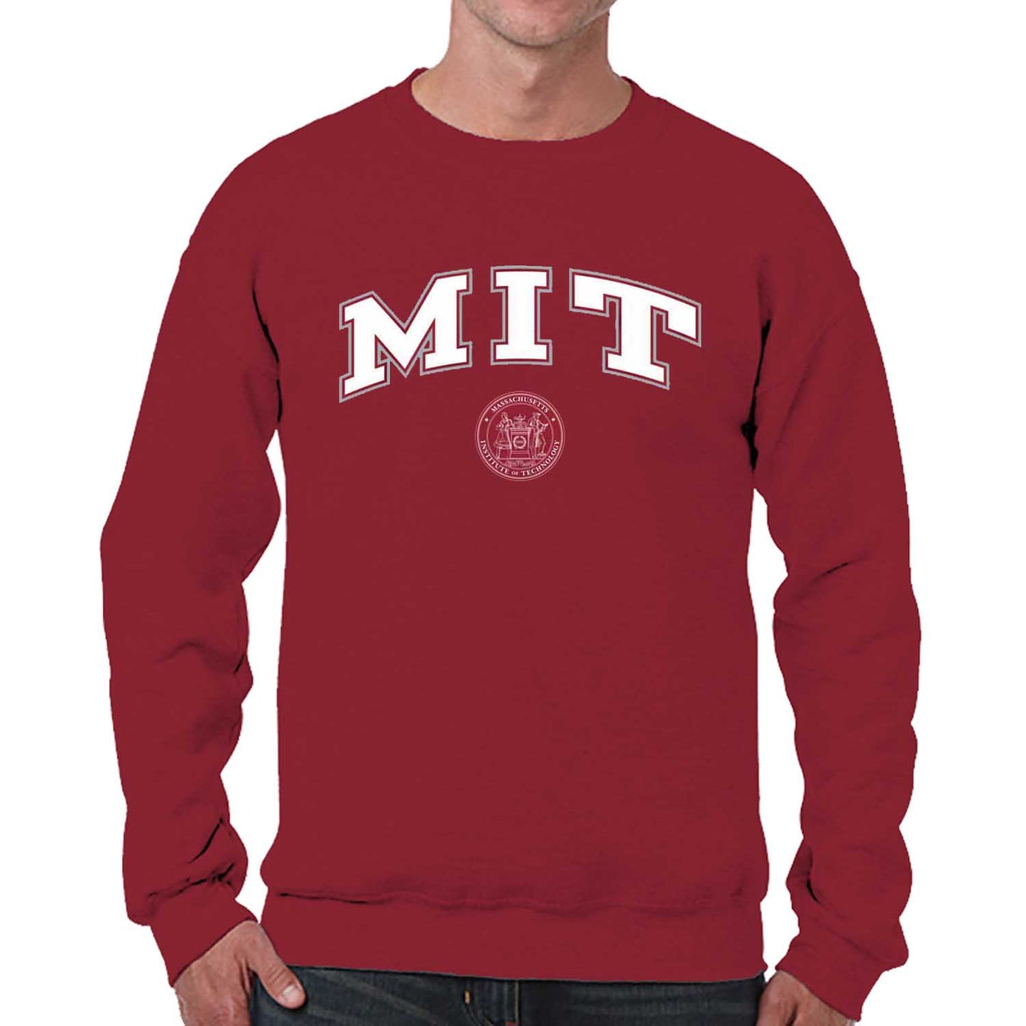 MIT Engineers Adult Arch & Logo Soft Style Gameday Crewneck Sweatshirt - Cardinal