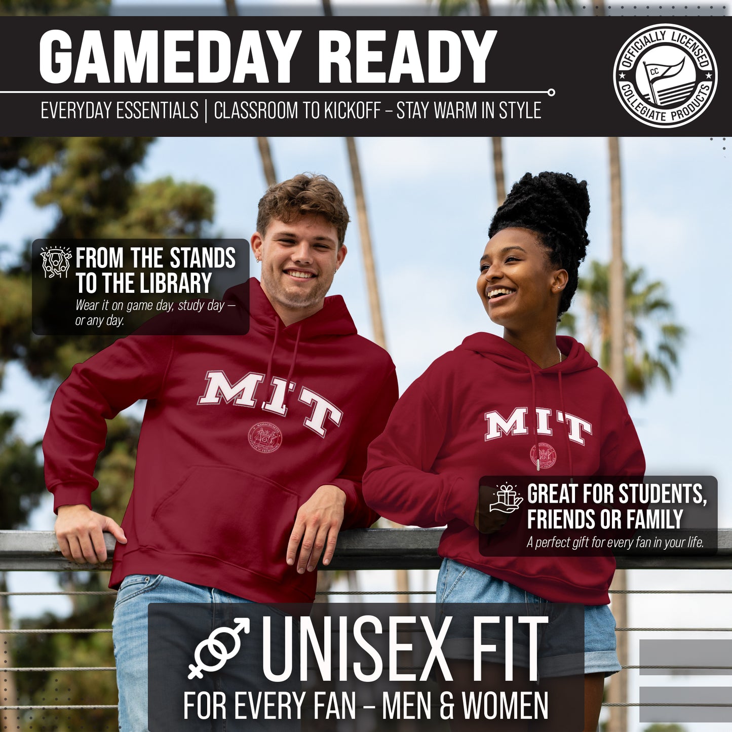 MIT Engineers Adult Arch & Logo Soft Style Gameday Hooded Sweatshirt - Cardinal