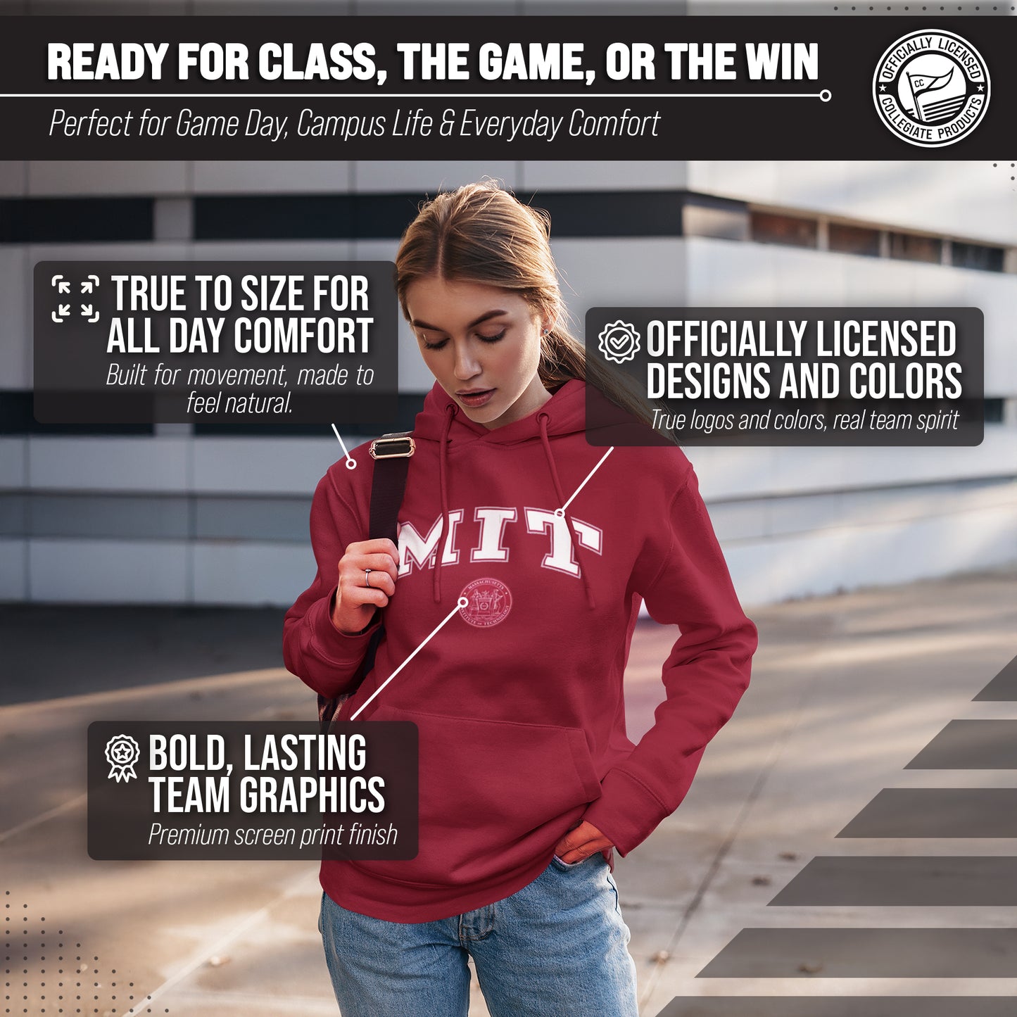 MIT Engineers Adult Arch & Logo Soft Style Gameday Hooded Sweatshirt - Cardinal