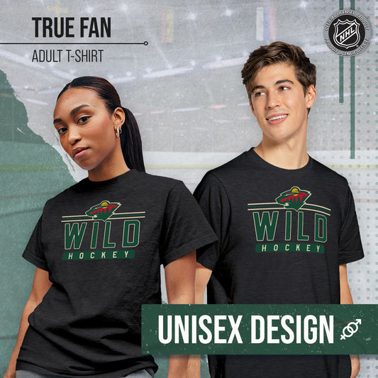 Minnesota Wild Adult NHL Heather Charcoal True Fan Hockey T-Shirt - Charcoal