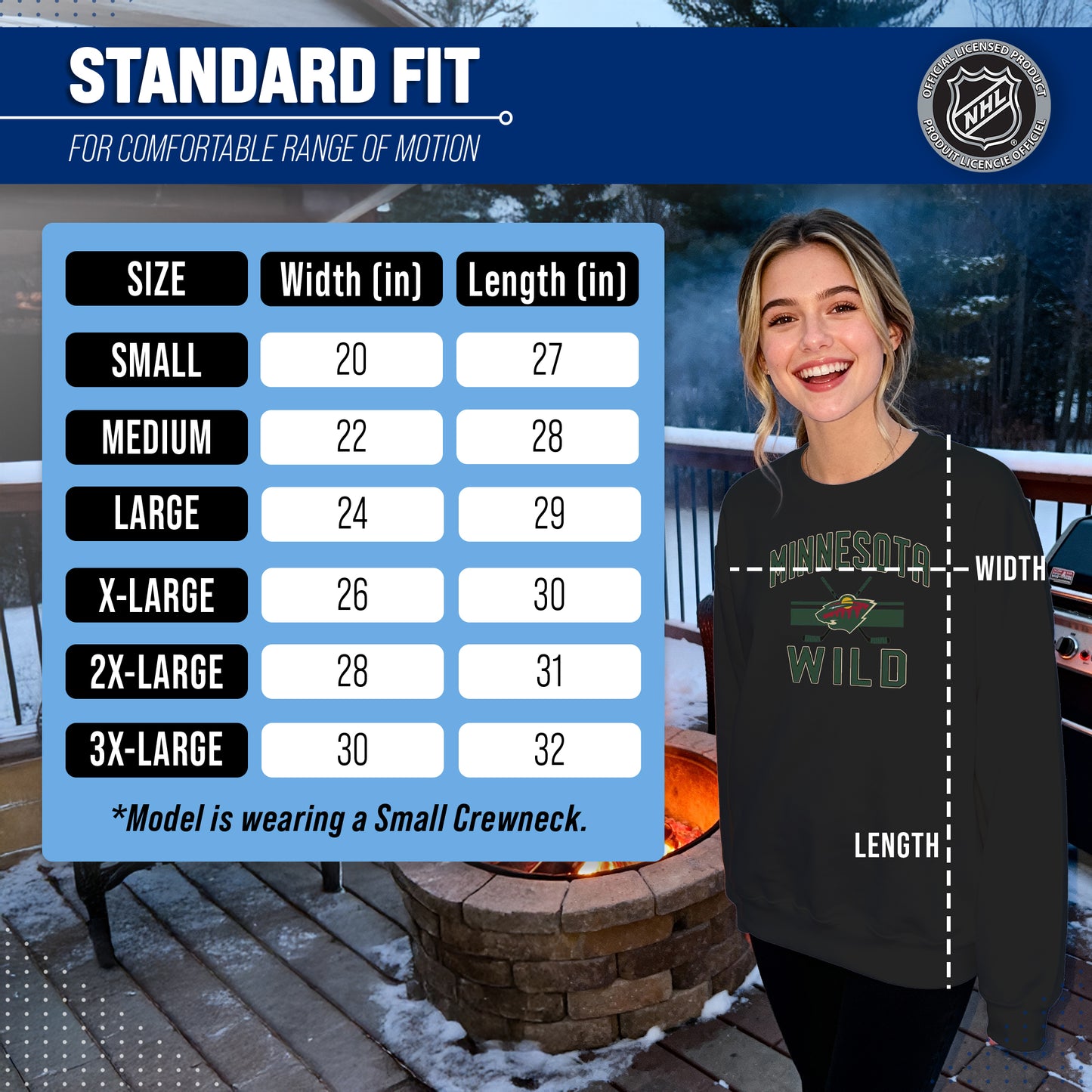 Minnesota Wild Adult NHL Faceoff Hockey Fleece Crewneck Sweatshirt - Black