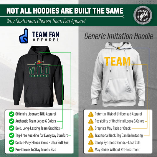 Minnesota Wild NHL Adult Heather Charcoal True Fan Hooded Sweatshirt Unisex - Charcoal