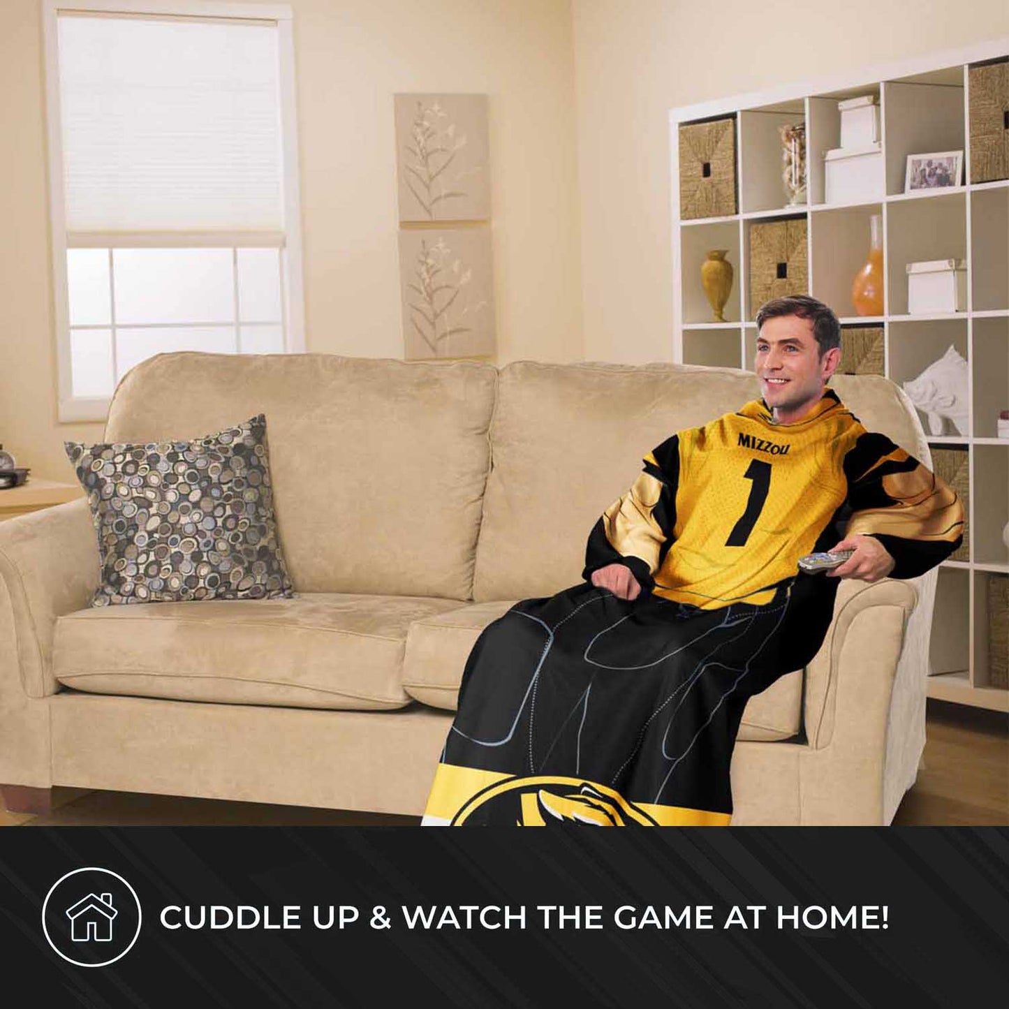 Missouri Tigers NCAA Team Wearable Blanket with Sleeves - Black