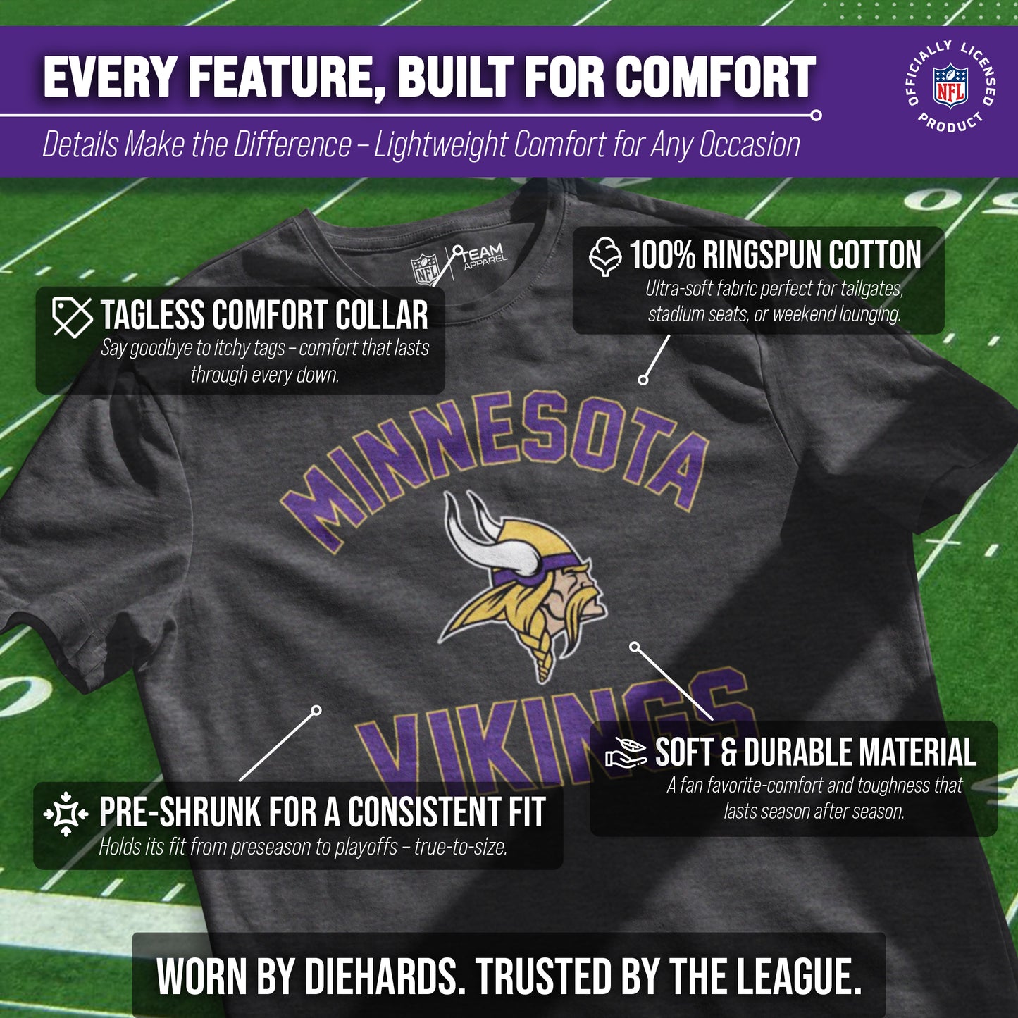 Minnesota Vikings NFL Adult Gameday T-Shirt - Gray