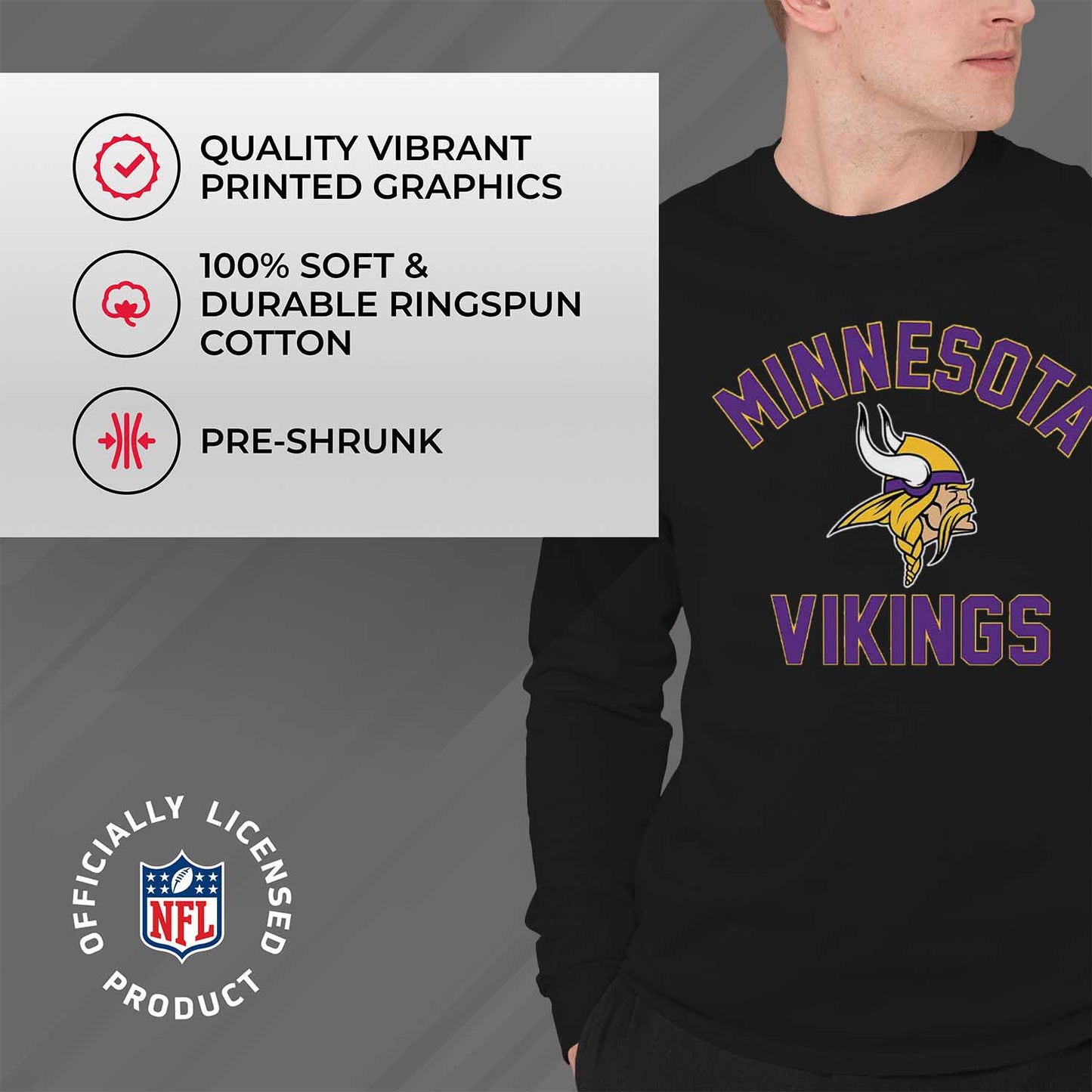 Minnesota Vikings NFL Gameday Adult Long Sleeve Shirt - Black