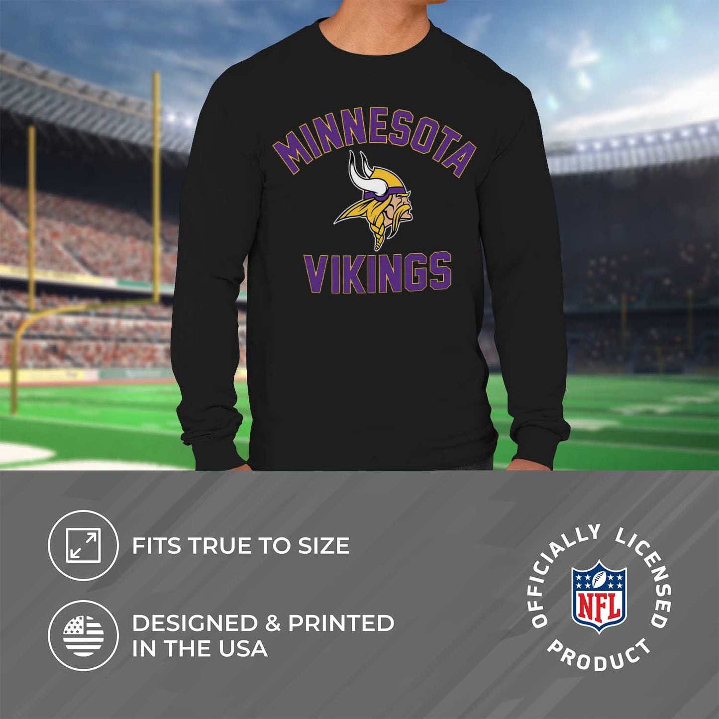 Minnesota Vikings NFL Gameday Adult Long Sleeve Shirt - Black