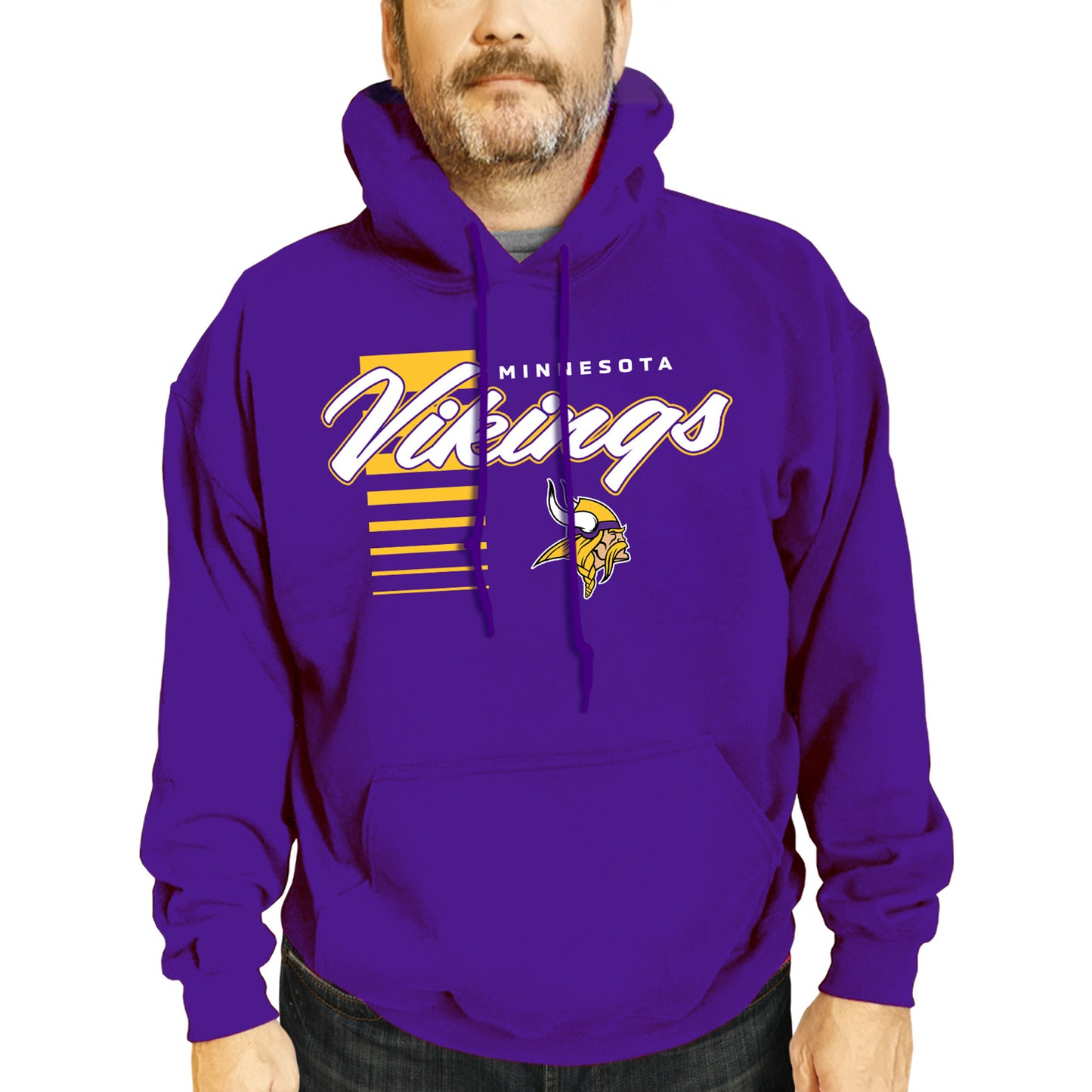 Minnesota Vikings NFL Adult Unisex Retro Script Ultra Soft Fleece Hooded Sweatshirt - Purple