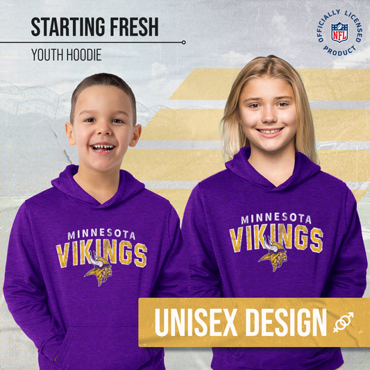 Minnesota Vikings NFL Youth Starting Fresh Hoodie- Pro Football Sweatshirt for Boys and Girls - Purple