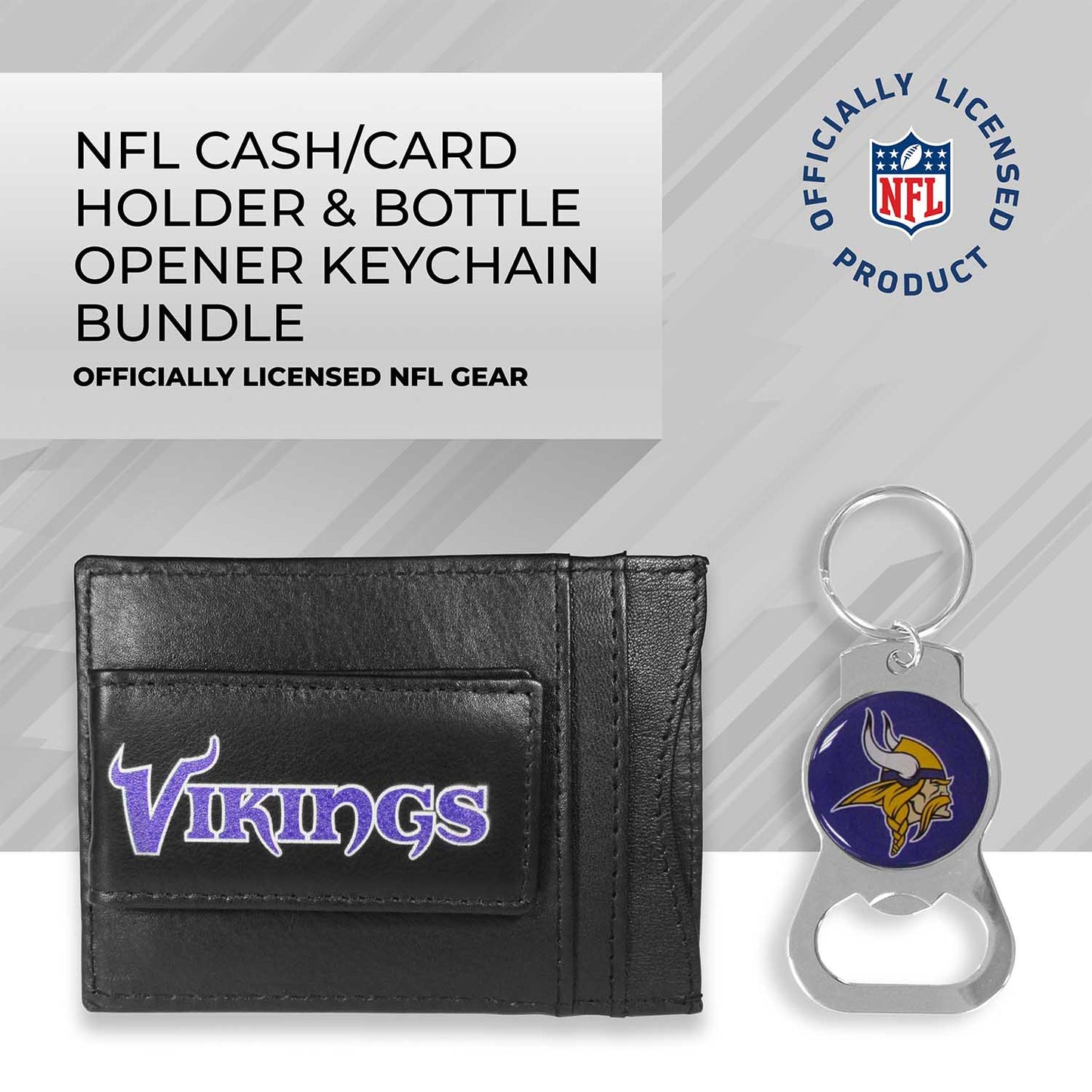 Minnesota Vikings NFL Bottle Opener Keychain Bundle - Black